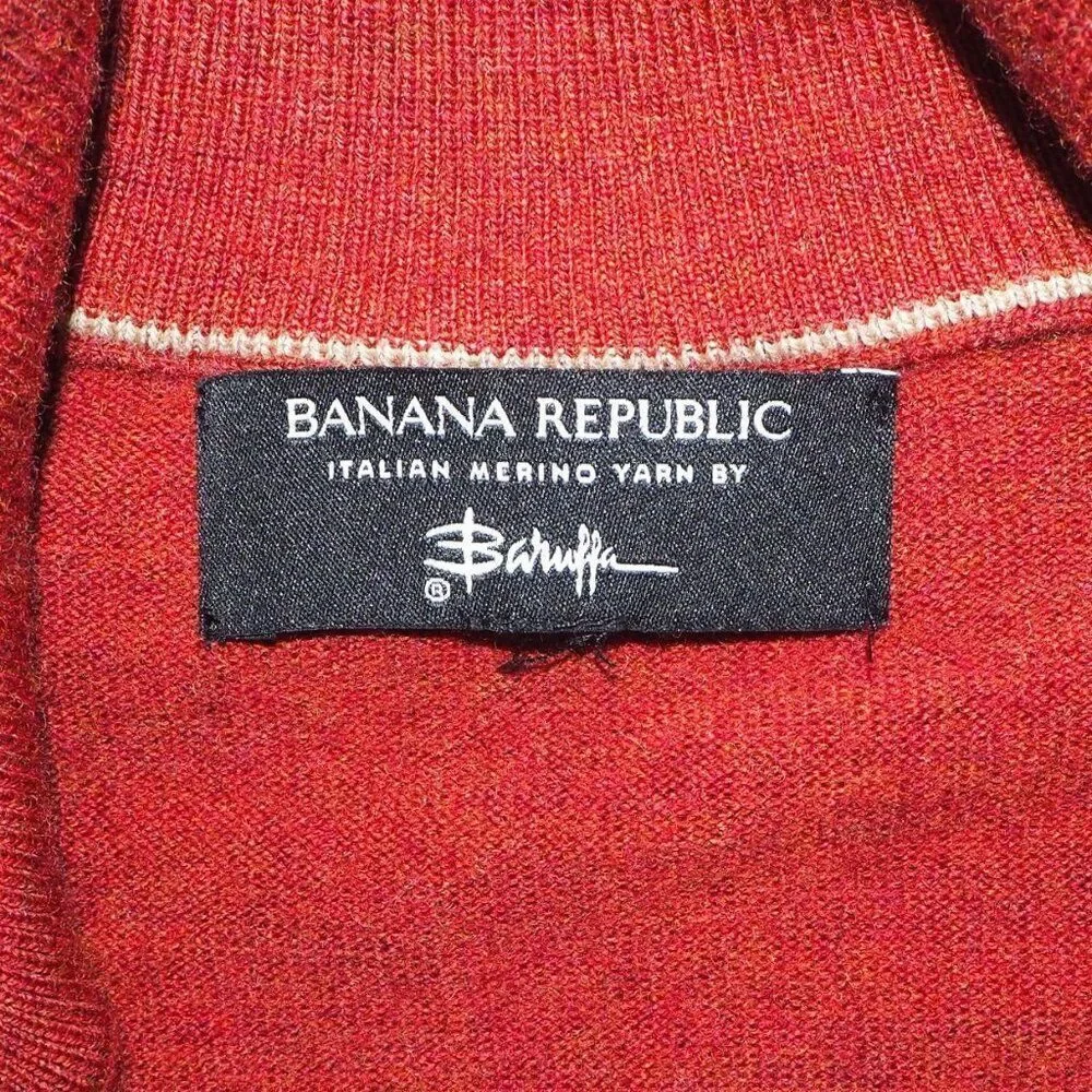 Banana Republic Franco Merino‎ 1/4-Zip Pullover Sweater Tandoori Red Men's XL
